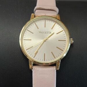 16.  Valletta Gold-Tone Case White Face Watch